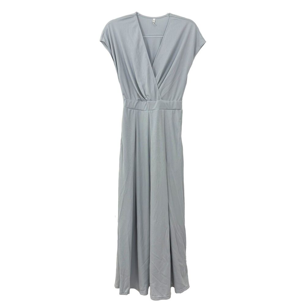 HALARA Surplice V-Neck Maxi Dress XS Baby Blue Waffle Knit Cap Sleeve NWT B63